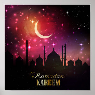 Ramadan Moschee Pink Sunset Poster