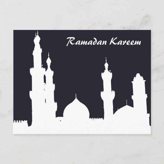 Ramadan Mosque Black Postcard Postkarte (Vorderseite)