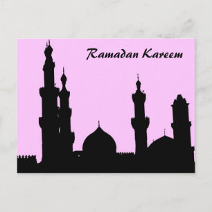 Ramadan Mosque Pink Postcard Postkarte