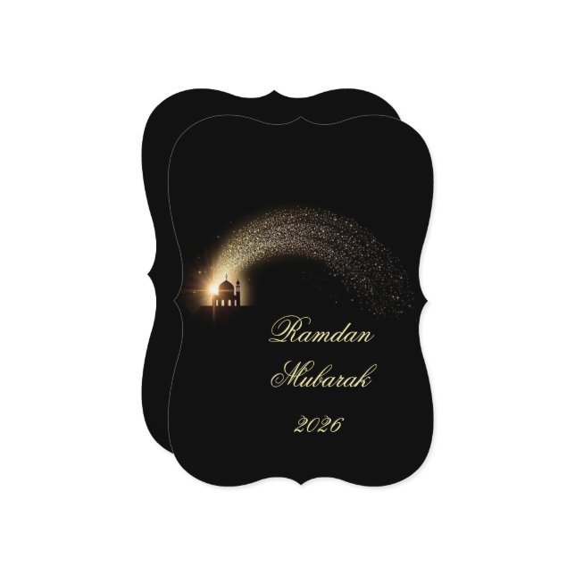 Ramadan Mubarak 2026 personalized  Elegant Card  Einladung (Vorderseite/Rückseite Beispiel)