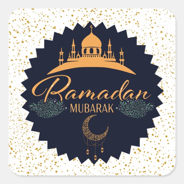 RAMADAN MUBARAK 2 QUADRATISCHER AUFKLEBER (Vorderseite)