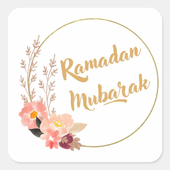 Ramadan Mubarak 5 Quadratischer Aufkleber (Vorderseite)