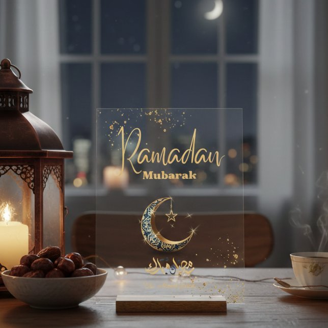 Ramadan Mubarak Acrylic Sign with Crescent Moon Acrylschild (Von Creator hochgeladen)