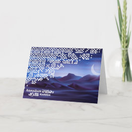 Ramadan Mubarak Crescent Magical Wüste Night Blue Feiertagskarte