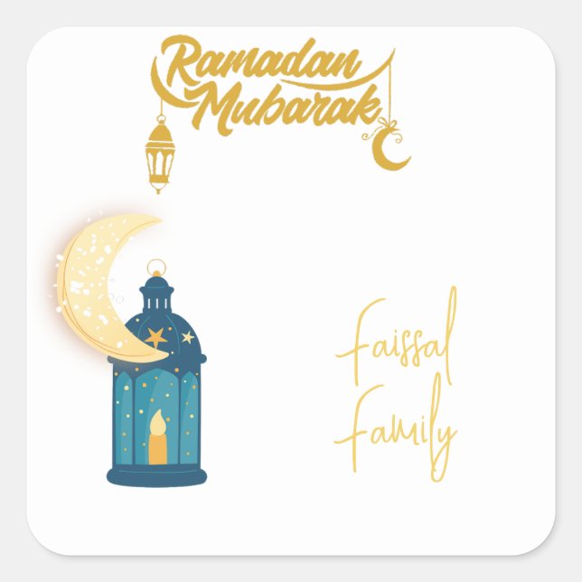 Ramadan Mubarak Dekoration Benutzerdefinierter Nam Quadratischer Aufkleber (Vorderseite)