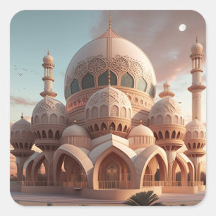 Ramadan Mubarak Flat Holiday Card Quadratischer Aufkleber