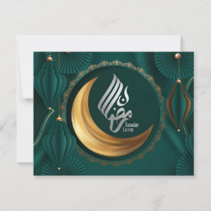 Ramadan Mubarak Gold Crescent Arabische Kalligrafi Feiertagskarte