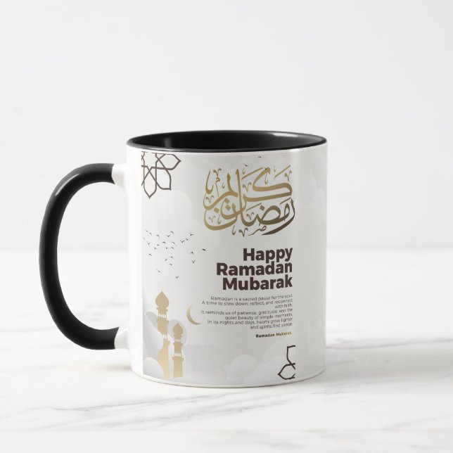 Ramadan Mubarak Golden Calligraphy Art Tasse (Links)