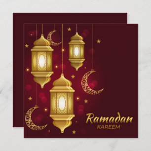 Ramadan Mubarak Golden Cresent Islamic Lantern Red Feiertagskarte
