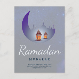 Ramadan Mubarak Halbmond Laterne Kunst Feiertagspostkarte