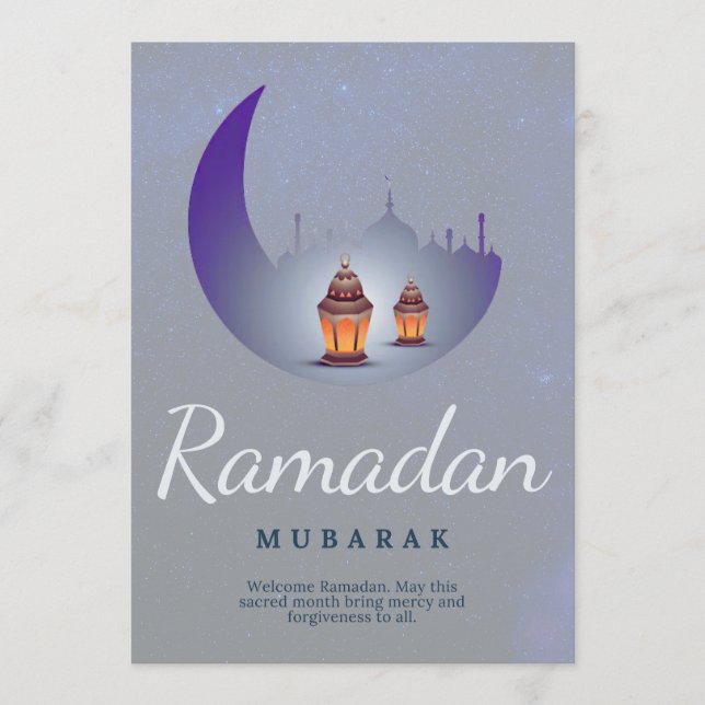 Ramadan Mubarak Halbmond Laterne Kunst Karte (Vorderseite)