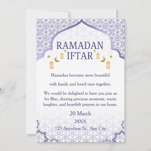 Ramadan Mubarak Invitations – Elegant Family Iftar Einladung (Vorderseite)