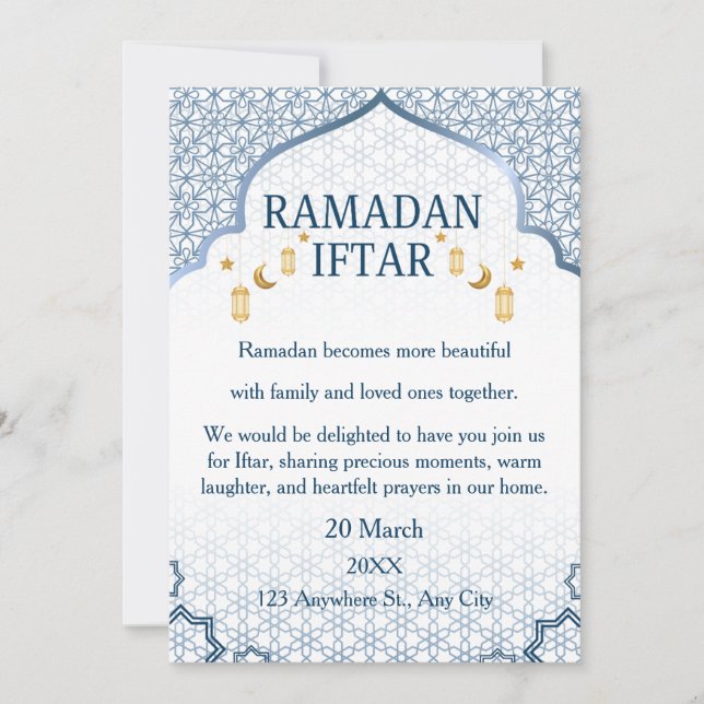 Ramadan Mubarak Invitations – Elegant Family Iftar Einladung (Vorderseite)