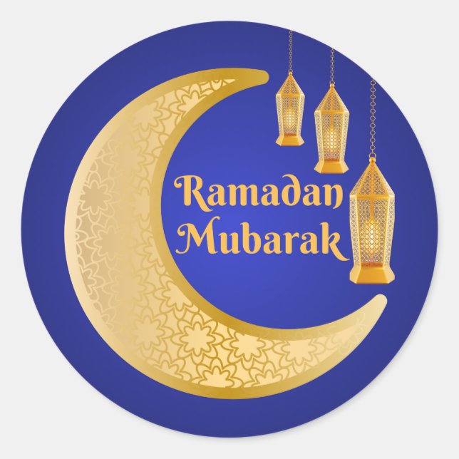 Ramadan Mubarak Islamische Kunst Runder Aufkleber (Vorderseite)
