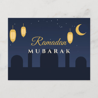 Ramadan Mubarak Laternen Navy Gold Grußpostkarte Postkarte