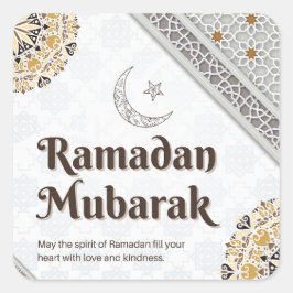 Ramadan Mubarak Mandala Crescent Art Quadratischer Aufkleber
