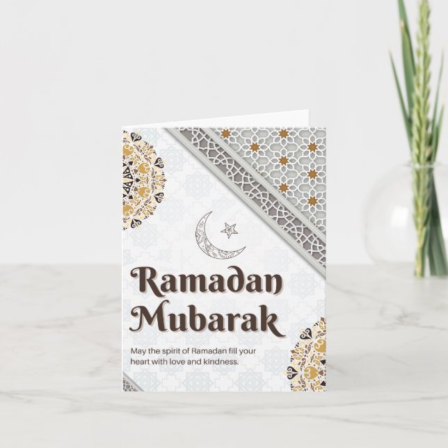 Ramadan Mubarak Mandala Halbmond Kunst Feiertagskarte (Vorderseite)