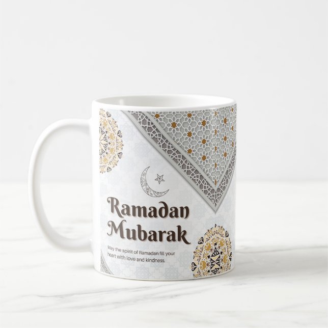 Ramadan Mubarak Mandala Halbmond Kunst Kaffeetasse (Links)
