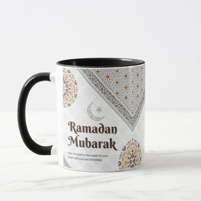 Ramadan Mubarak Mandala Halbmond Kunst Tasse (Links)