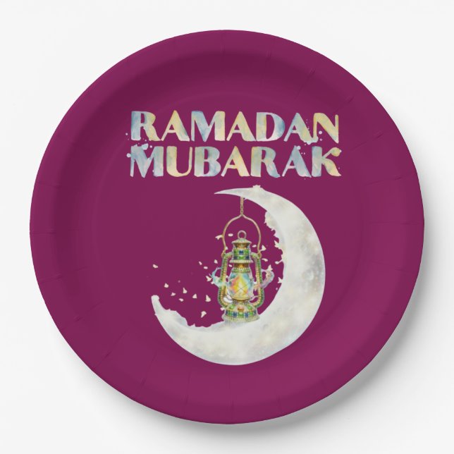 Ramadan Mubarak Pappteller (Vorderseite)