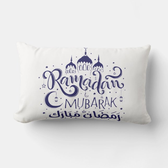 Ramadan Mubarak Pillow BLueNight MoonLight Pillow Lendenkissen (Vorderseite)
