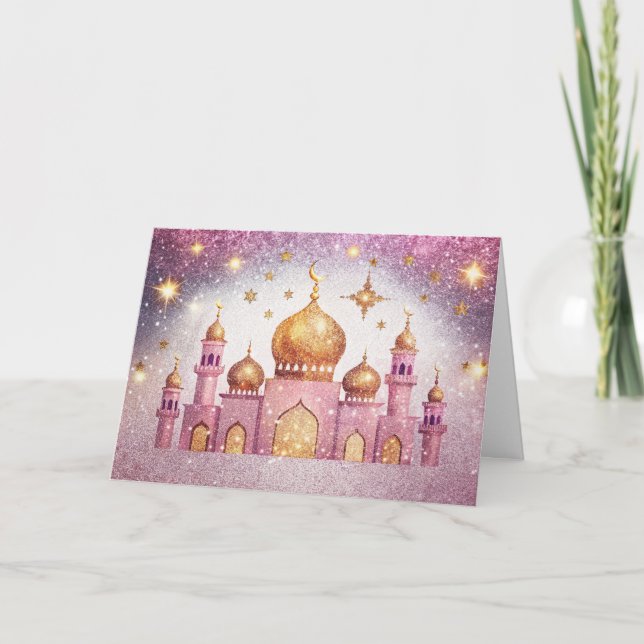 Ramadan Mubarak - Postkarte mit Moschee (Vorderseite)