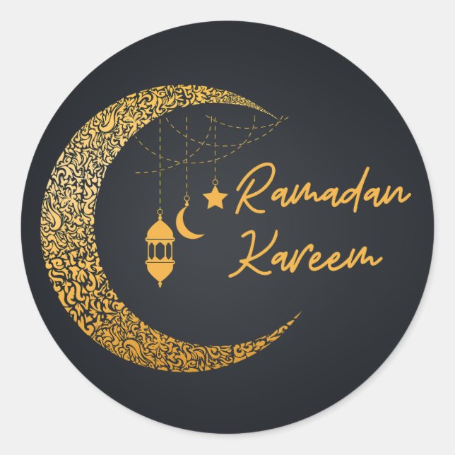 Ramadan Mubarak -Ramadan Kareem -Eid Mubarak Runder Aufkleber (Vorderseite)