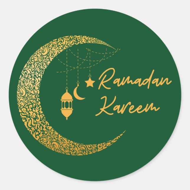Ramadan Mubarak -Ramadan Kareem -Eid Mubarak Runder Aufkleber (Vorderseite)