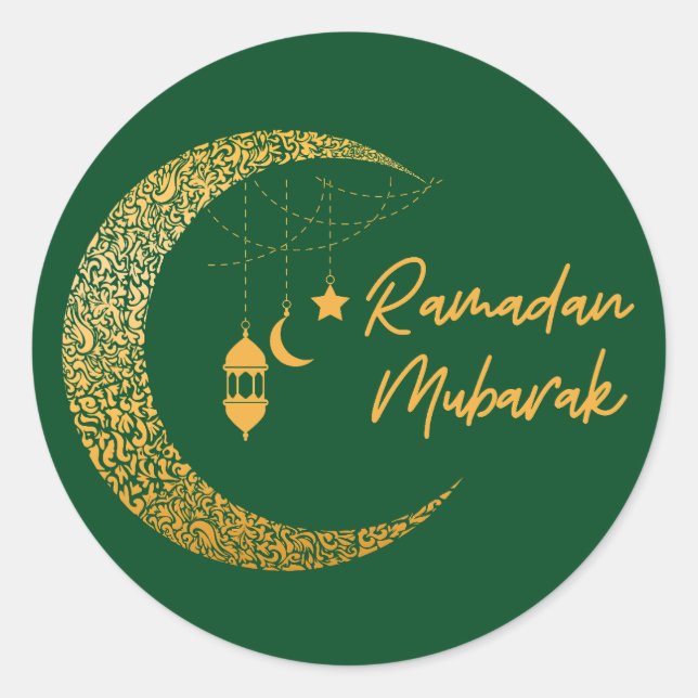 Ramadan Mubarak -Ramadan Kareem -Eid Mubarak Runder Aufkleber (Vorderseite)