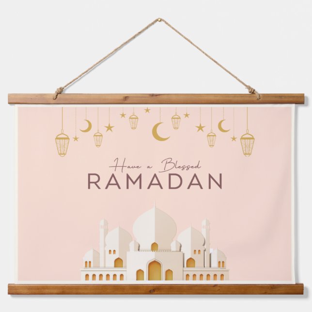 Ramadan Mubarak | Ramadan Kareem Wandteppich Mit Holzrahmen (Vorne)