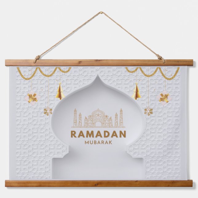 Ramadan Mubarak | Ramadan Kareem Wandteppich Mit Holzrahmen (Vorne)