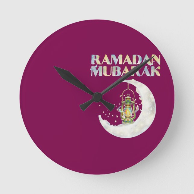 Ramadan Mubarak Runde Wanduhr (Vorderseite)