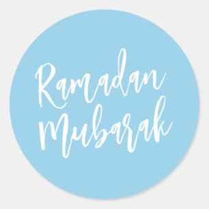 Ramadan Mubarak Simple Baby Blue Minimalistisch Runder Aufkleber