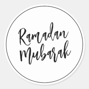 Ramadan Mubarak Simple Minimalistisch Black Runder Aufkleber