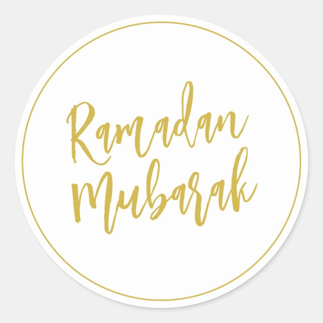 Ramadan Mubarak Simple Minimalistisch Gold Runder Aufkleber (Vorderseite)