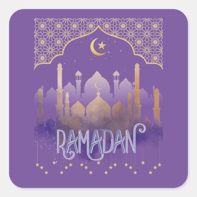 Ramadan Quadratischer Aufkleber (Vorderseite)