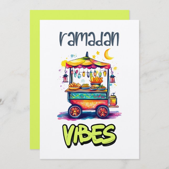 Ramadan Vibes | Arabian Street Food Cart glühend Einladung (Vorne/Hinten)