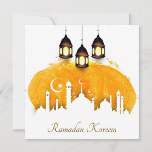 Ramadan Watercolor Crescent , Stern und Laternen Feiertagskarte