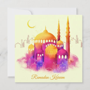 Ramadan Watercolor Gold Moschee Crescent Feiertagskarte
