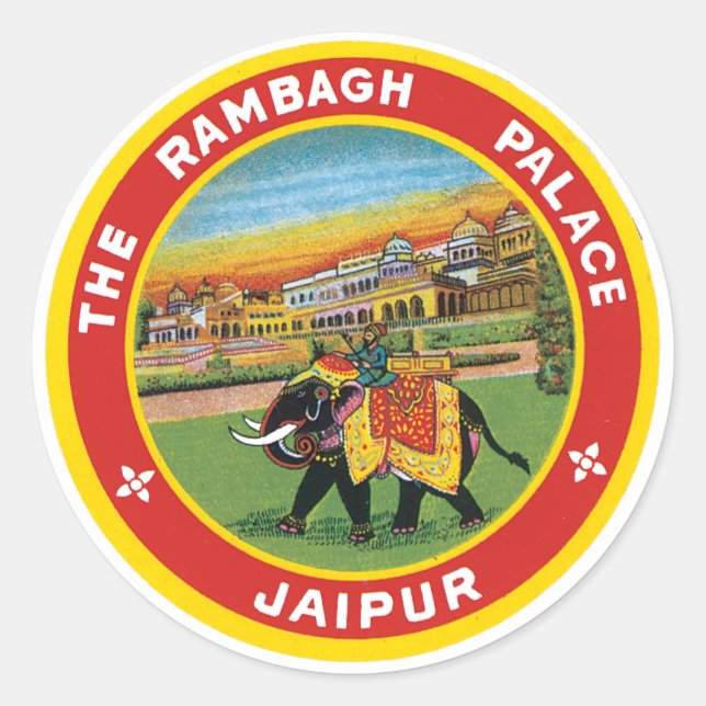 Rambagh Palace, Jaipur Label Runder Aufkleber (Vorderseite)