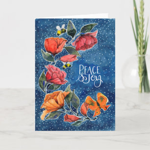 Rambling Rose Blue Peace and Joycard Feiertagskarte
