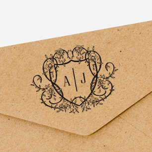 Rambling Rose Monogramm-Wappen Englischer Garten Permastempel