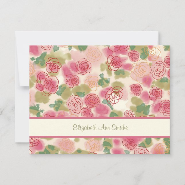 Rambling Rose Personalisiert Stationery Mitteilungskarte (Vorderseite)