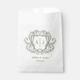 Rambling Rose Sage Monogramm-Wappen-Hochzeit Geschenktütchen