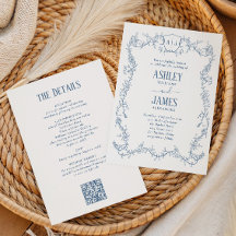 Rambling Rose Steel Blue Monogramm-Wappen-Hochzeit