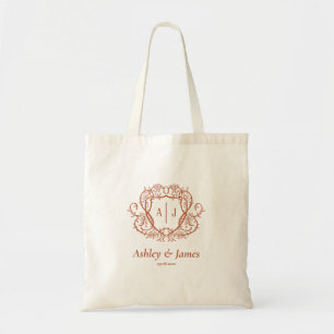 Rambling Rose Terrakotta-Monogramm-Wappen Hochzeit Tragetasche
