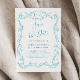 Rambling Rose Türkise Hochzeit Save the Date Einladung