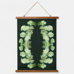 Rambling Wild White Roses Floral Abstrakt Wandteppich Mit Holzrahmen