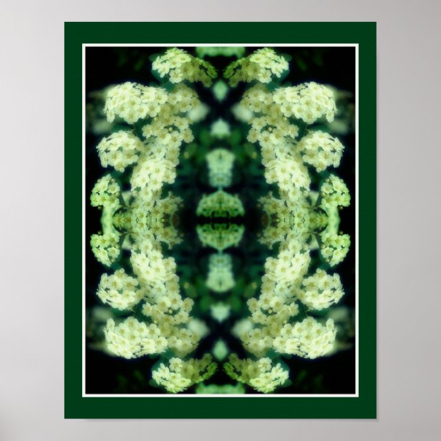 Rambling Wild White Roses Mirror Abstrakt Poster (Vorne)