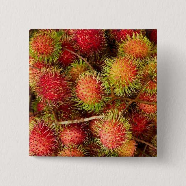 Rambutan-Frucht auf dem Can Duoc Markt Button (Vorderseite)